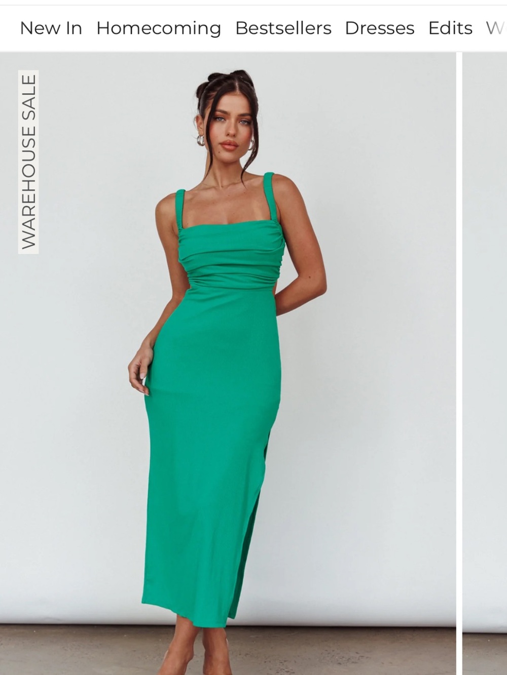 Selfie Leslie Emerald Green Square-Neck Maxi Dress